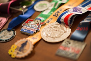 Erika's medals from various races